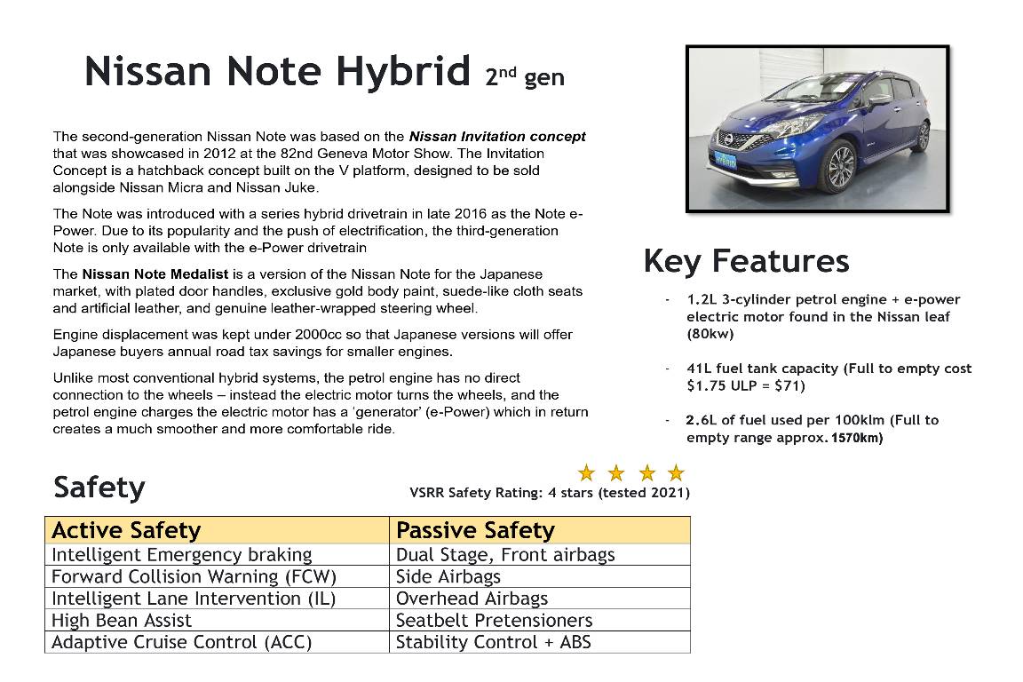 2018 Nissan Note BLK ARROW EDITION HYBRID 1.2L 5 SEATER