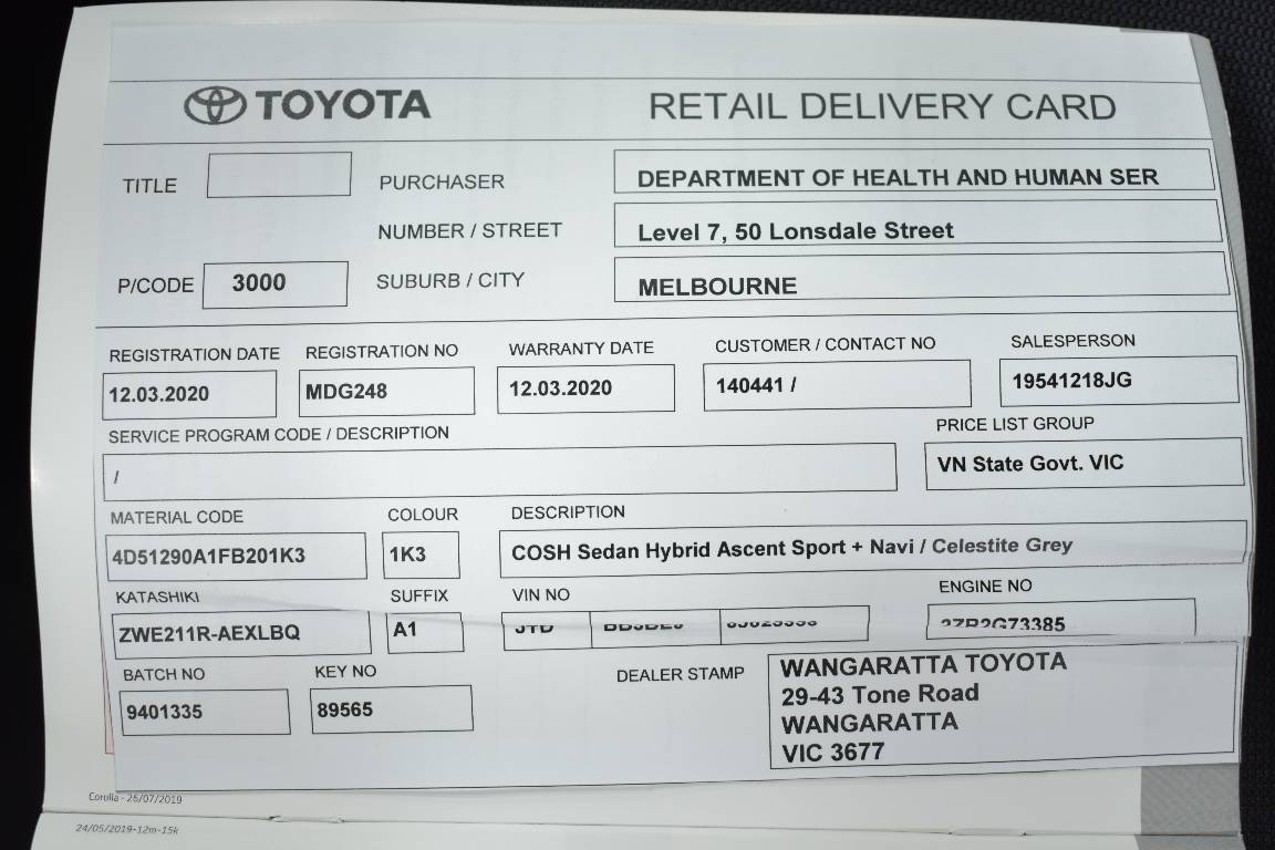 2020 Toyota Corolla ASCENT SPORT HYBRID